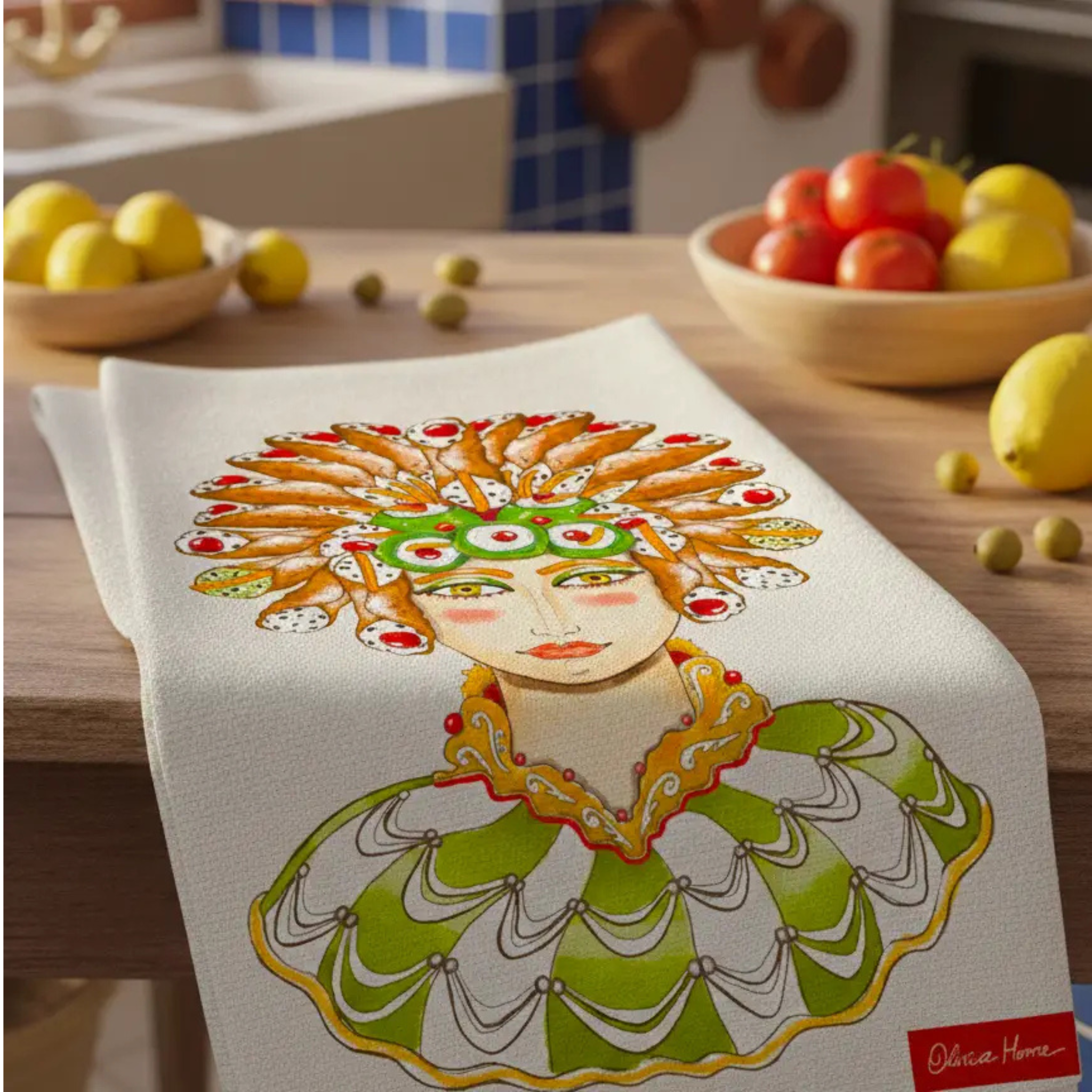 Trinacria tea towel