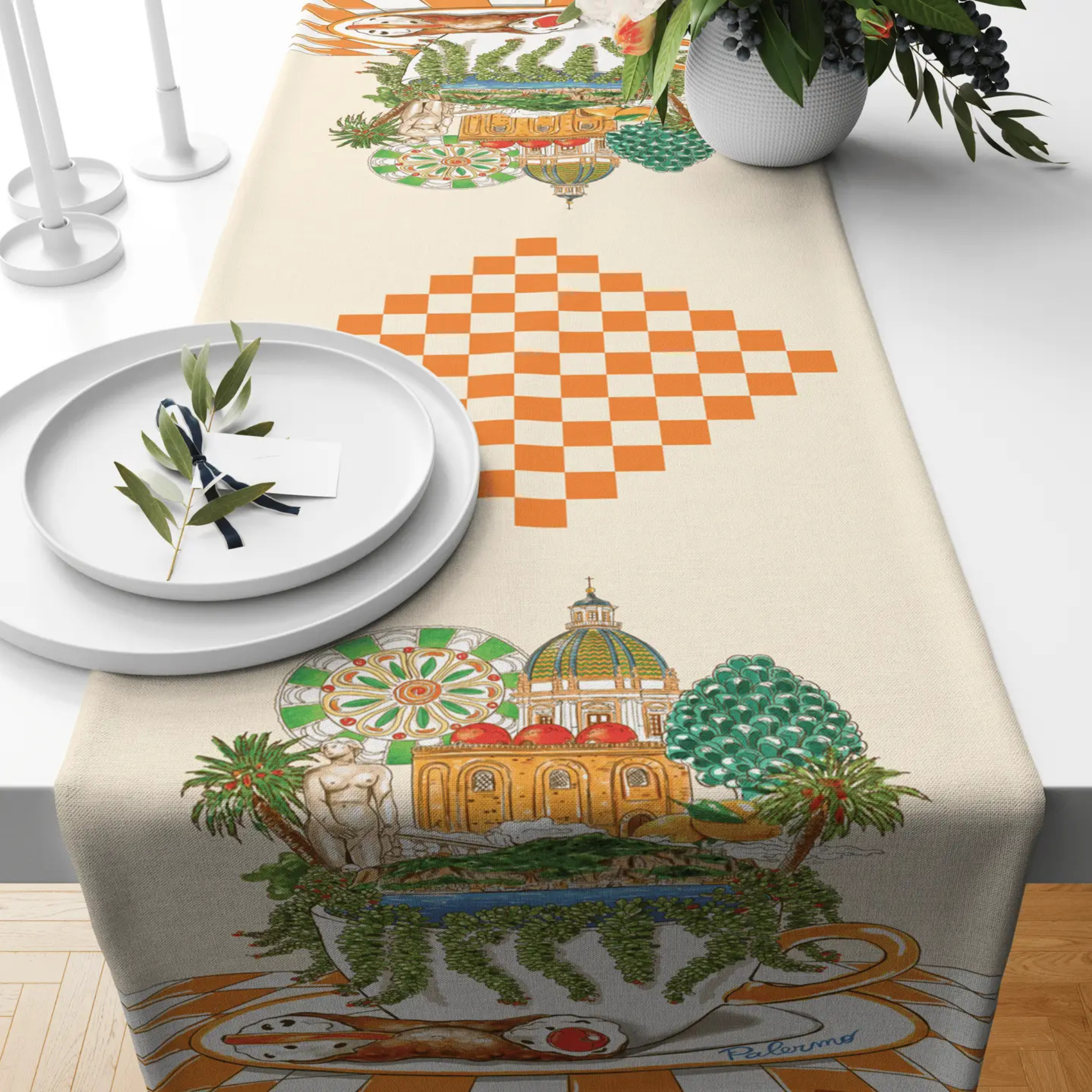 Trinacria tea towel