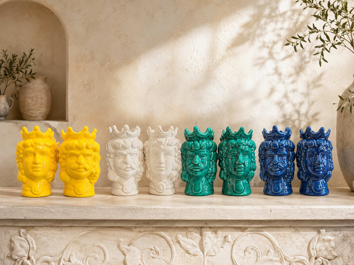 Teste di Moro artigianali in ceramica siciliana
