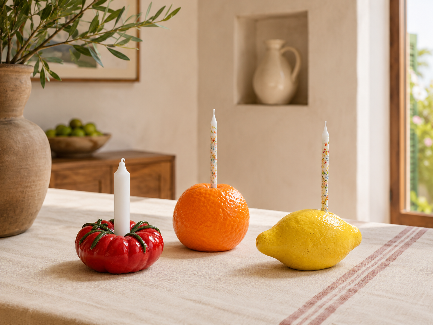 Frutta portacandela in ceramica artigianale