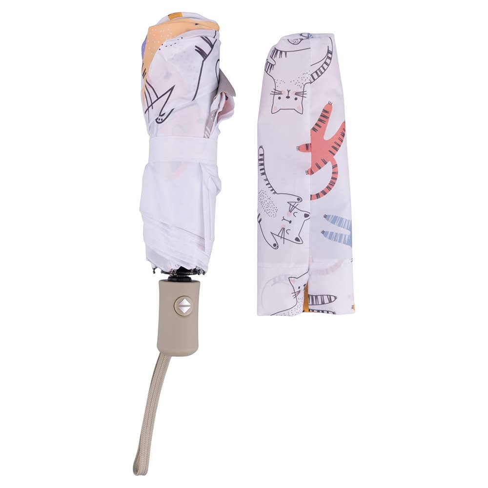 Mini ombrello apri e chiudi in pongee 190T, Love Cat