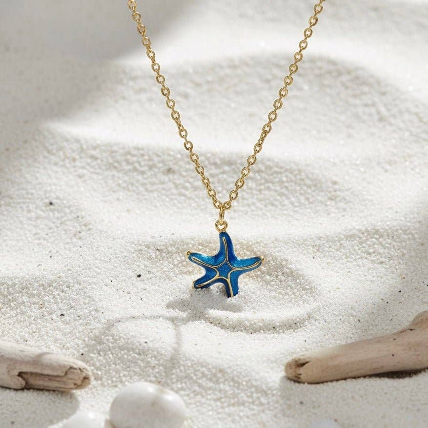 BLUMARE – Halskette Seestern Blau und Gold