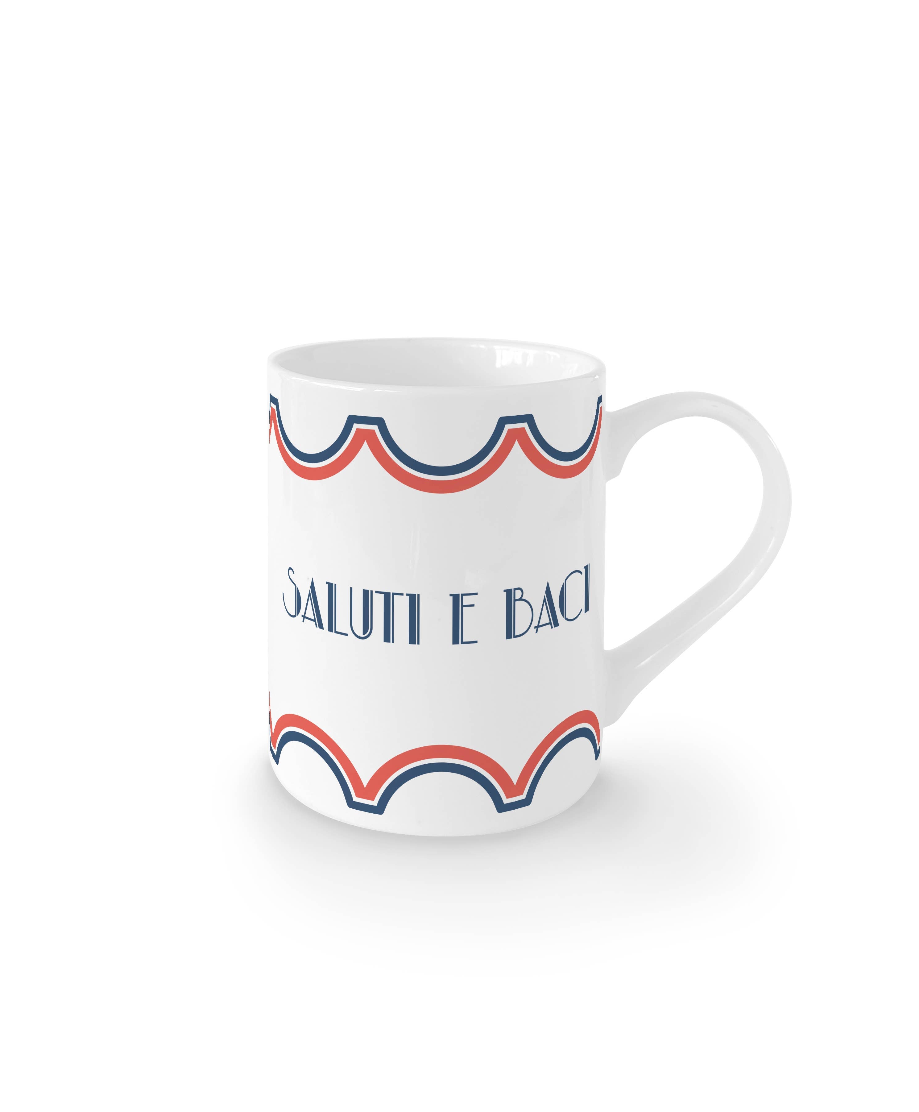 HUGS AND KISSES - Porcelain mug with lettering