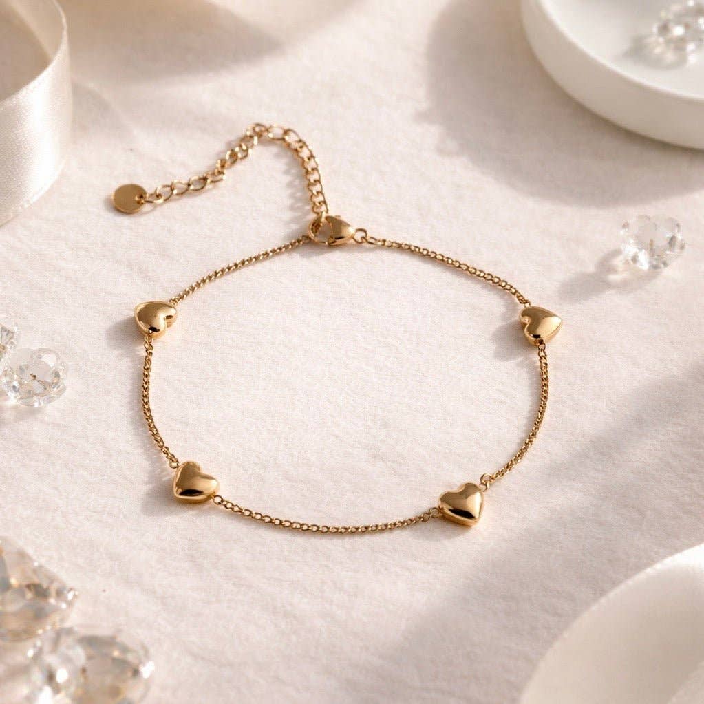 Goldene Bande - Armband mit Herzen