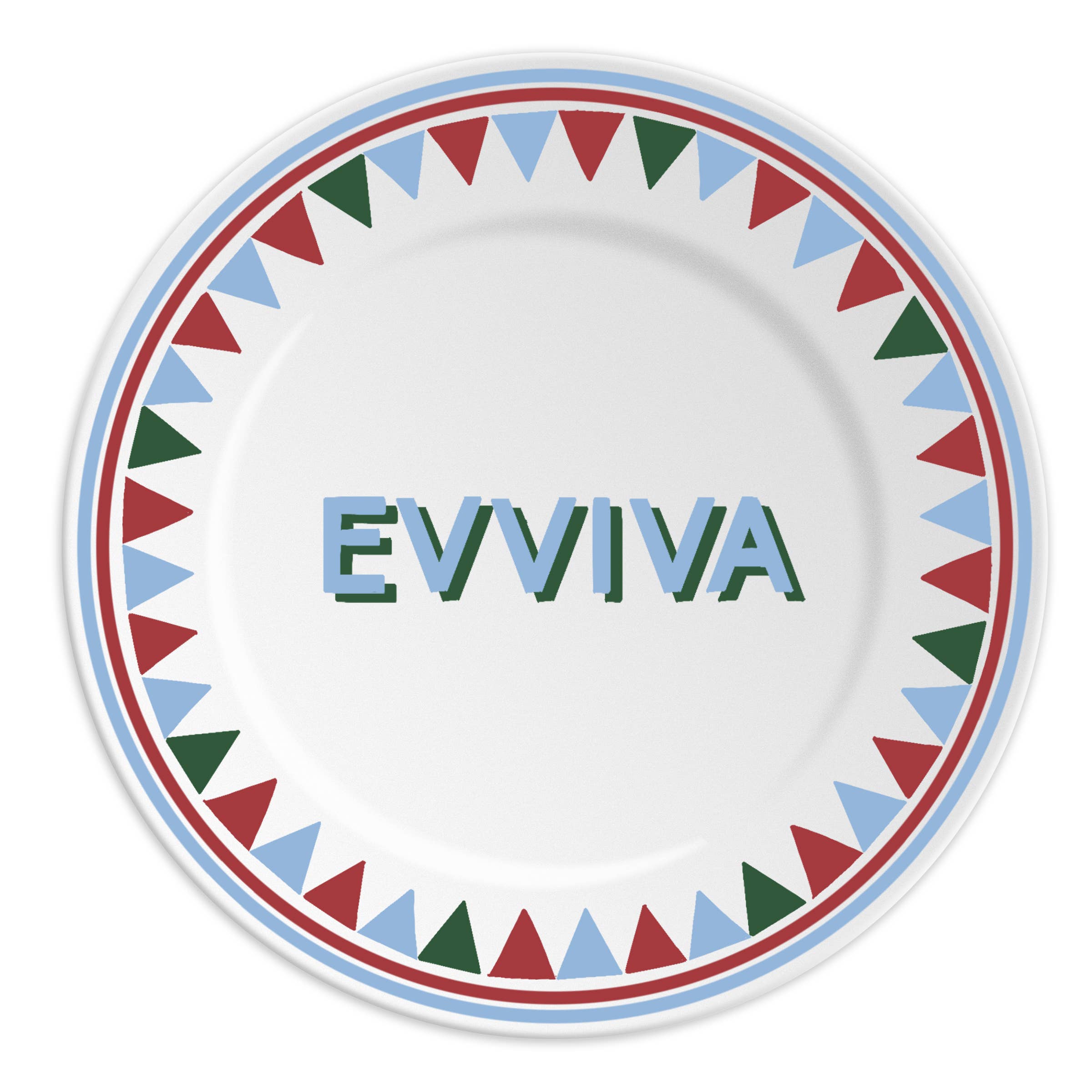 EVVIVA - Piatto in porcellana con scritta