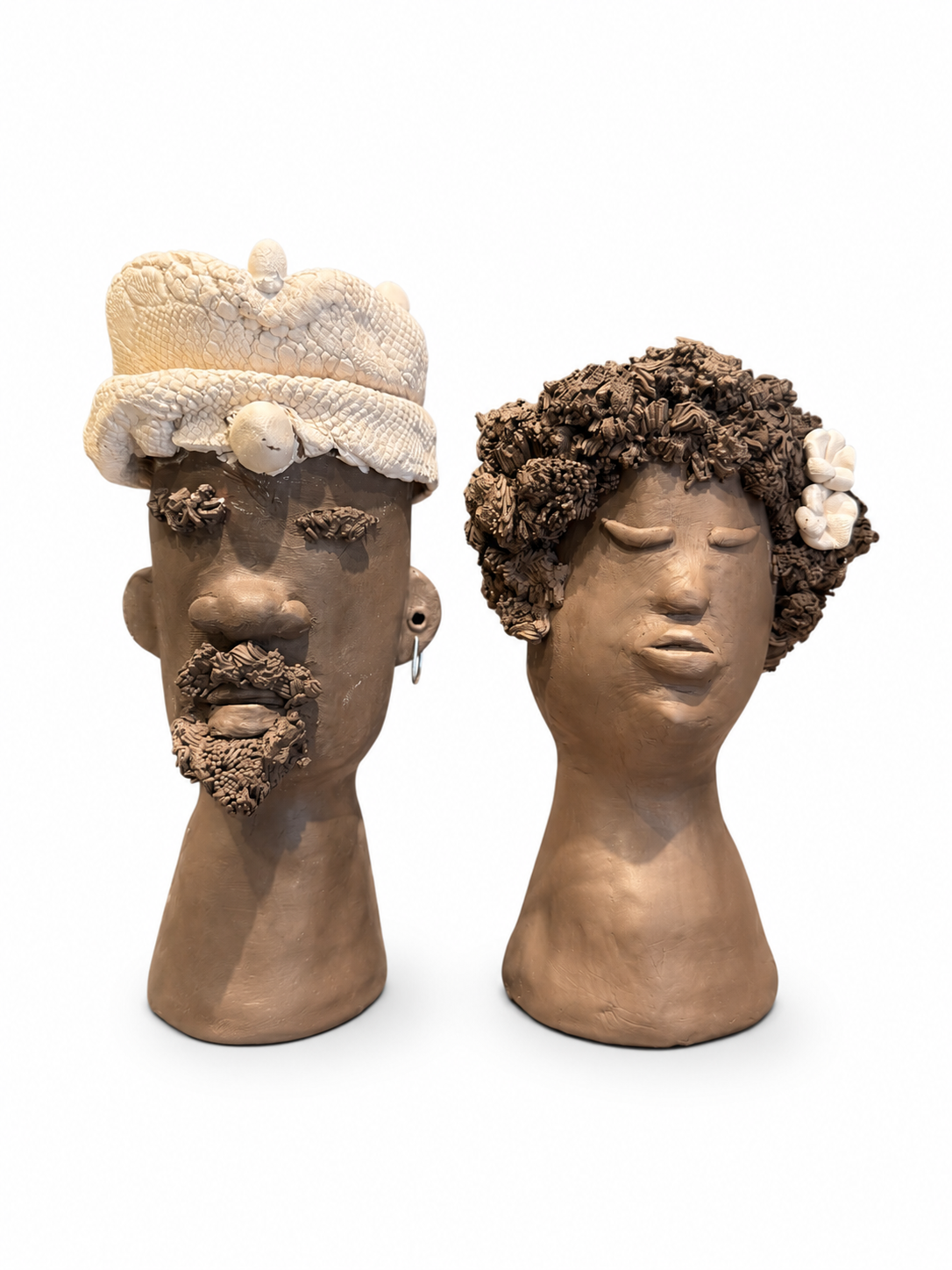 Coppia di Teste di Moro iconiche in terracotta
