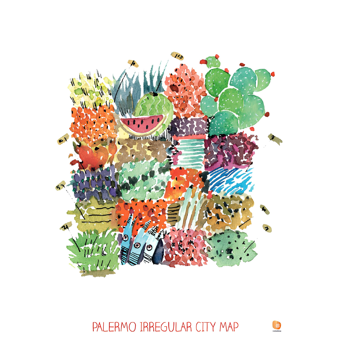 Strofinacci Palermo irregular city map