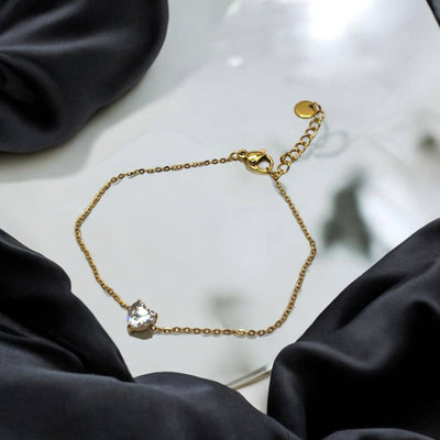 CORINNE - Armband aus Edelstahl mit Zirkonia-Herz