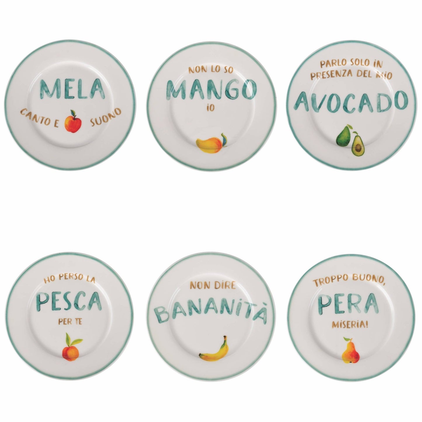 6 Piattini Frutta con scritta - Maravigghia Sicily
