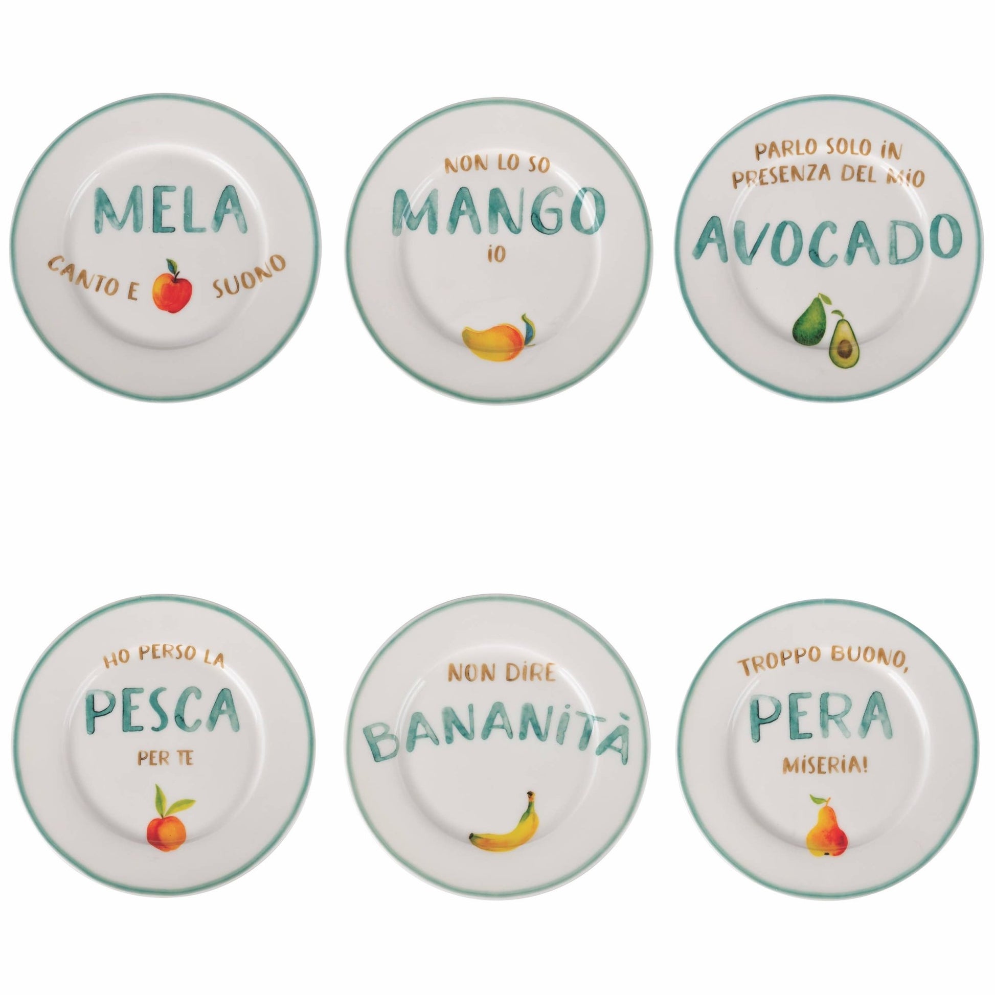 6 Piattini Frutta con scritta - Maravigghia Sicily