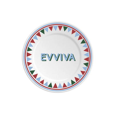EVVIVA - Piatto in porcellana con scritta