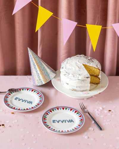 EVVIVA 01 - Porcelain plate with writing