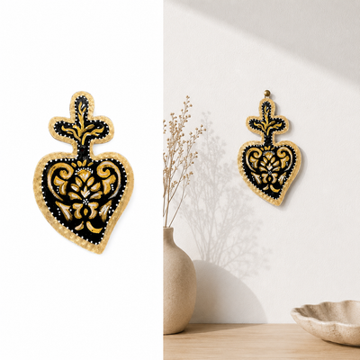 Cuori Sacri in Ottone Decorati a Mano