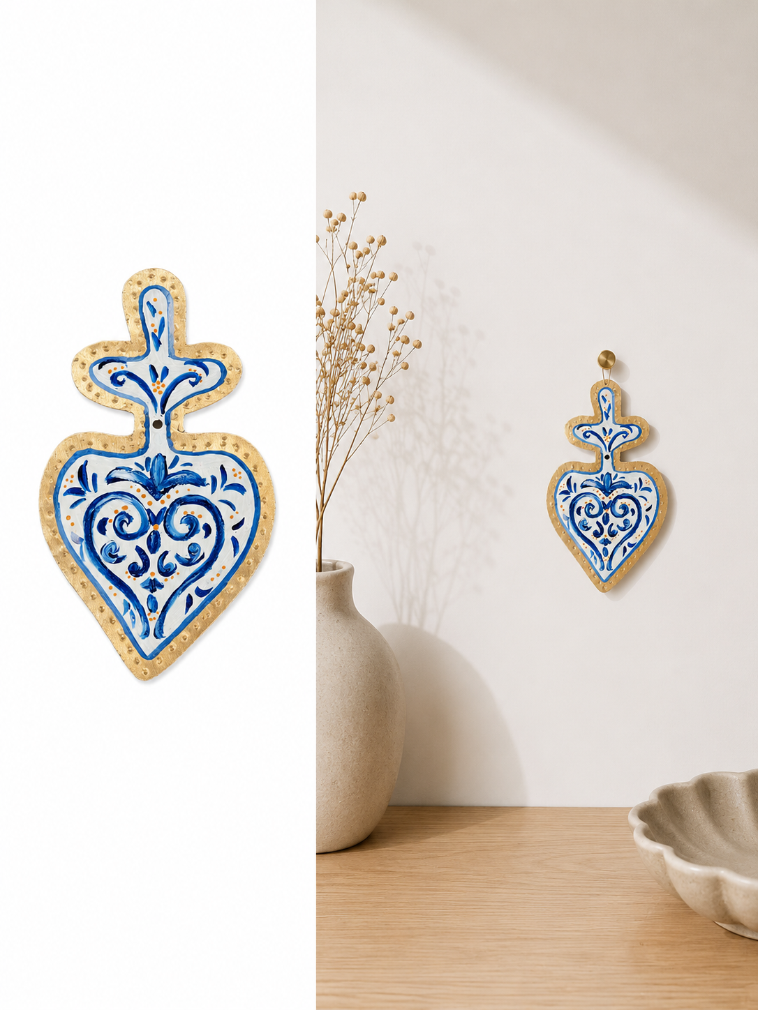 Cuori Sacri in Ottone Decorati a Mano