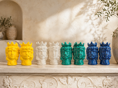 Teste di Moro artigianali in ceramica siciliana