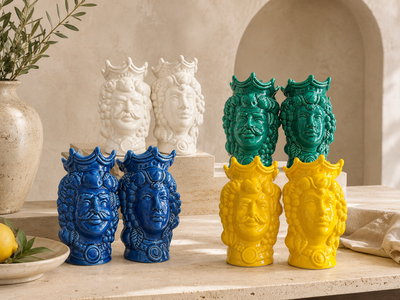 Teste di Moro artigianali in ceramica siciliana