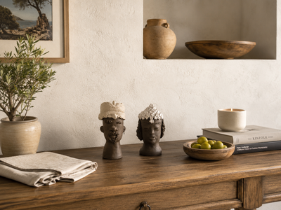 Coppia di Teste di Moro iconiche in terracotta
