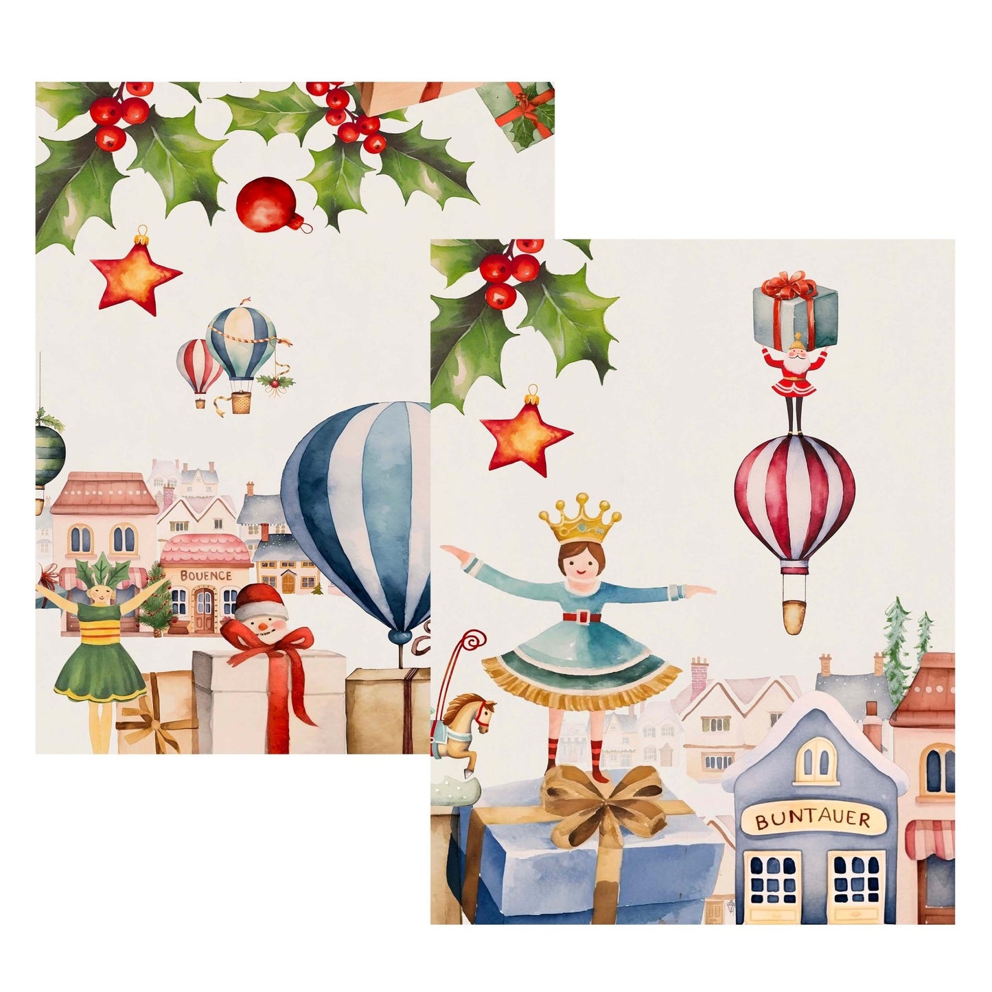 Christmas Set 2 strofinacci - Hotair ballons Mongolfiere - Maravigghia for Sicily