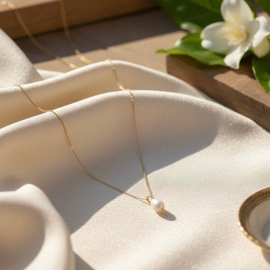 Collana serpente con perla di fiume - Maravigghia Sicily