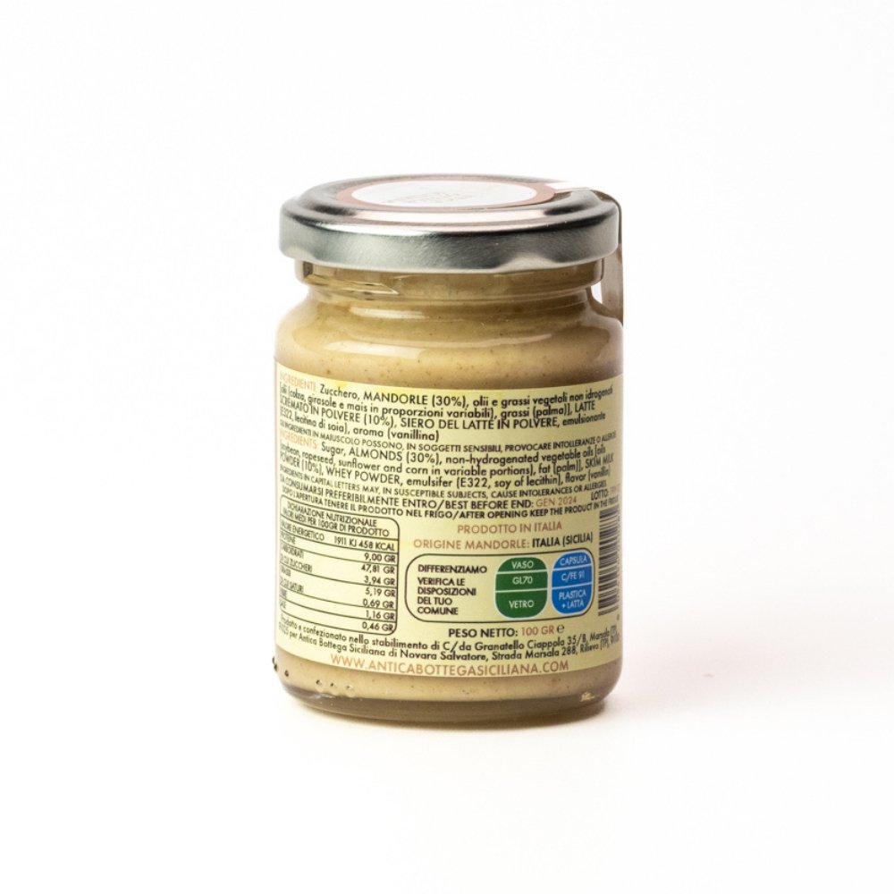 Crema dolce spalmabile di Mandorle siciliane - 100g - Maravigghia for Sicily