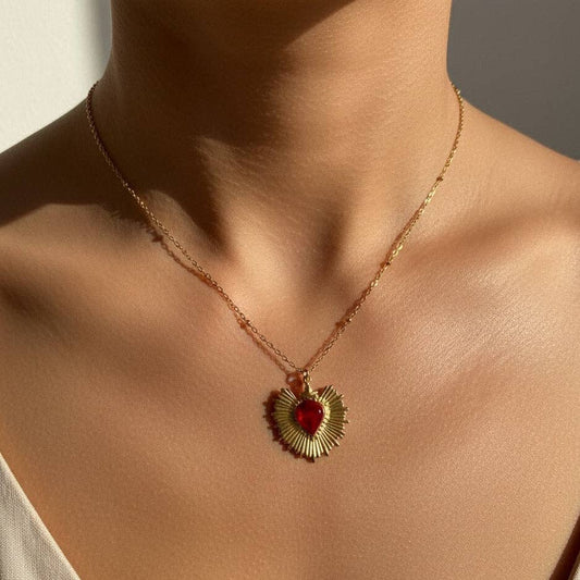 Flame - Collana Cuore Sacro Acciaio Placcato oro - Maravigghia Sicily