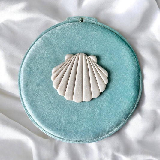 Portagioie da viaggio azzurro con Conchiglia Bianca - Maravigghia Sicily