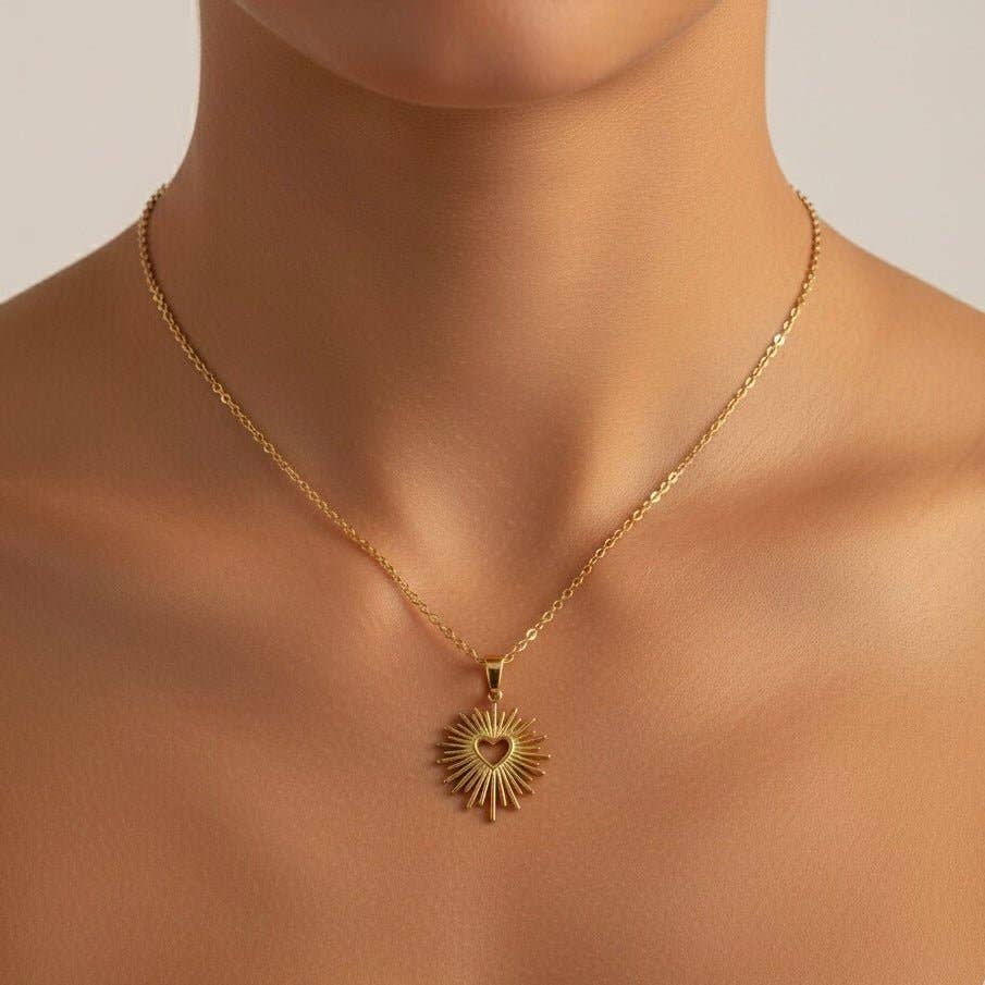 SACRED HEART - Collana Cuore sacro con Acciaio placcato oro - Maravigghia Sicily