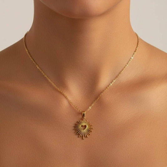 SACRED HEART - Collana Cuore sacro con Acciaio placcato oro - Maravigghia Sicily