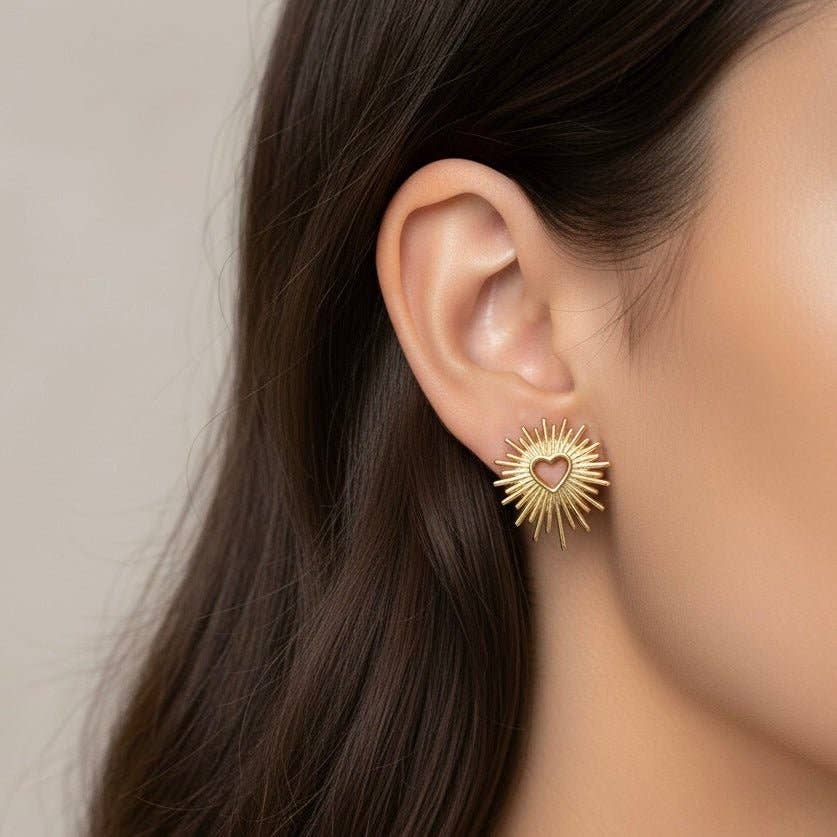 SACRED HEART - Orecchini a Lobo Acciaio placcato oro - Maravigghia Sicily