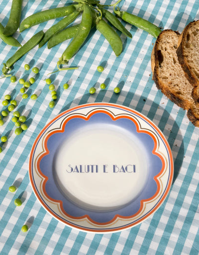 SALUTI E BACI BIG - Piatto in porcellana con scritta - Maravigghia for Sicily