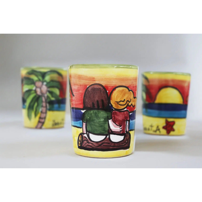 Bicchiere in ceramica siciliana