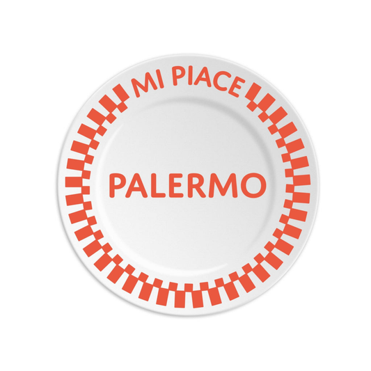 PALERMO - Piatto in porcellana con scritta