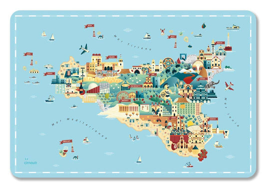 Tovaglietta americana Mappa della Sicilia - Cirnauti - Maravigghia for Sicily